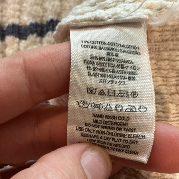 Free People Rossi Ribbed Knit Half Zip Pullover Sweater Large White Striped Boho - Picture 10 of 11